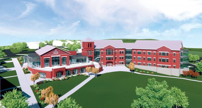 Detailed architecture's rendering of the new academic building, Christ the Teacher.