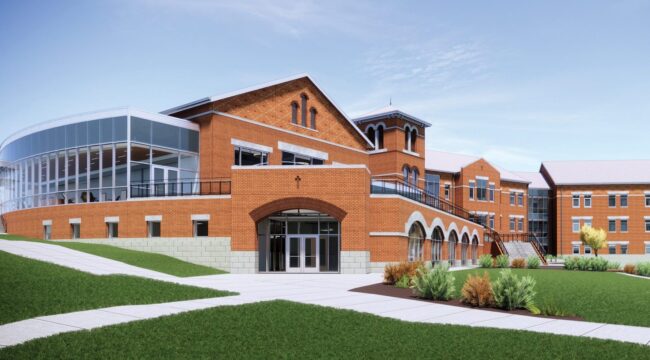 Digital architectural rendering of the Christ the King building.