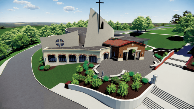 A digital rendition of a chapel.