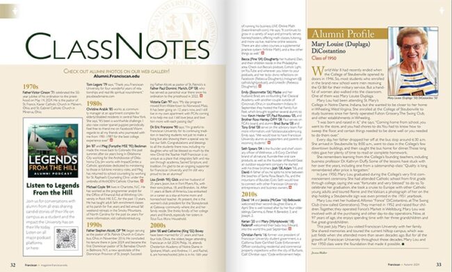 A magazine spread with ClassNotes on the left page.
