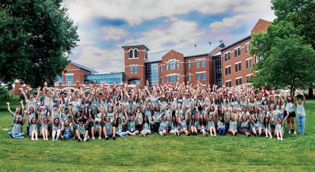 Group photo of students in front of Franciscan University.