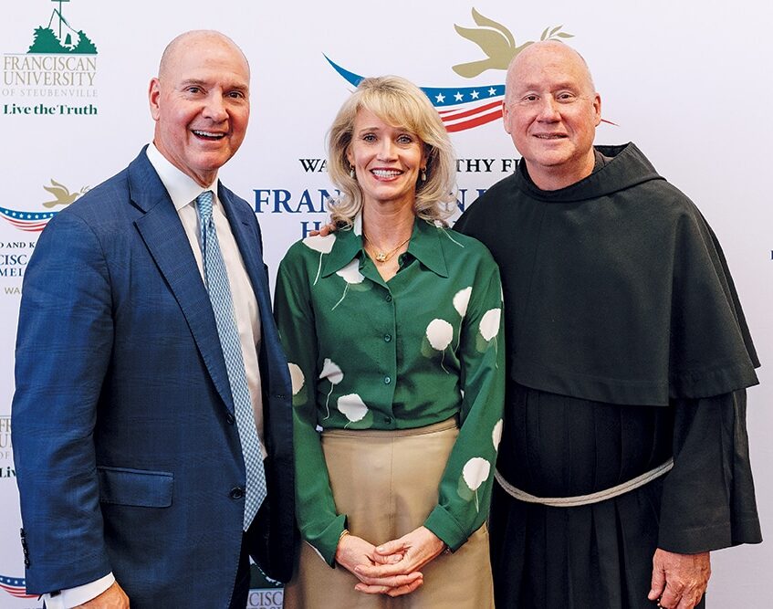 Founding benefactors Ward and Kathy Fitzgerald with Fr. Dave Pivonka, TOR ’89.