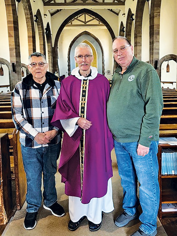 Wayne Everhart MA ’97, Fr. Patrick Deegan MA ’96, and business professor Dr. Kenneth Knox