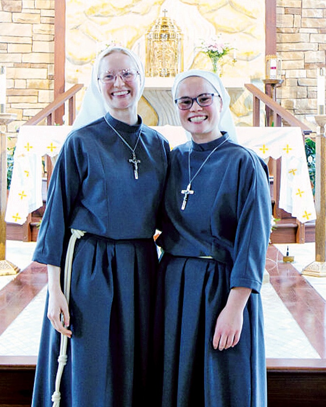 Sr. Emma Ruth Greathouse ’19 and Sr. Emmanuelle (Mary Katherine) Schratz ’22 took their first profession of vows with the Franciscan, TOR, Sisters